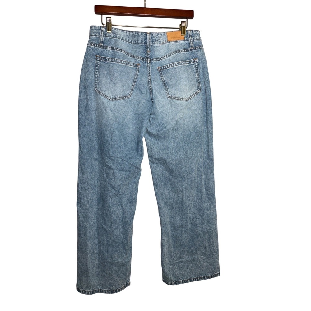 Simple Society Womens 7 Light Wash Wide Leg High Rise Jeans Blue Denim Boho Y2K